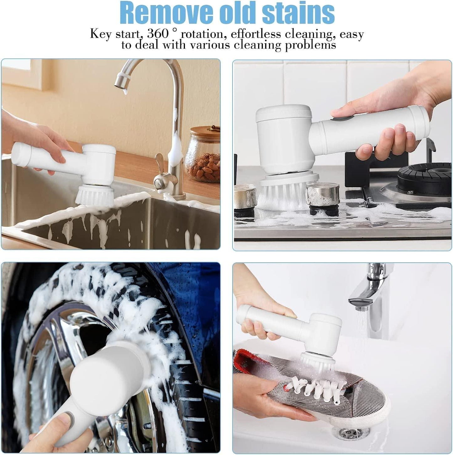5 in 1 Handheld  Cleaning Brush Scrubber (With 3 FREE Scrubs)